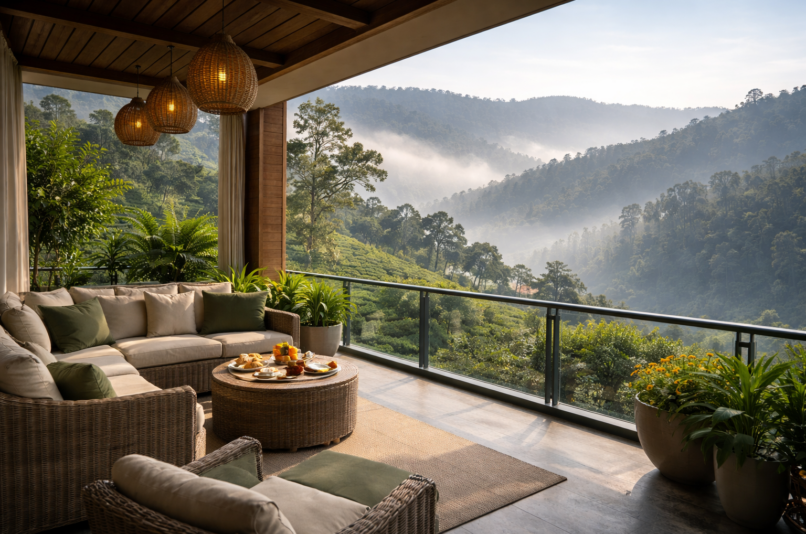 Scenic mountain view background for planning stay at Pentoz and Star Gate Hotels in Ooty